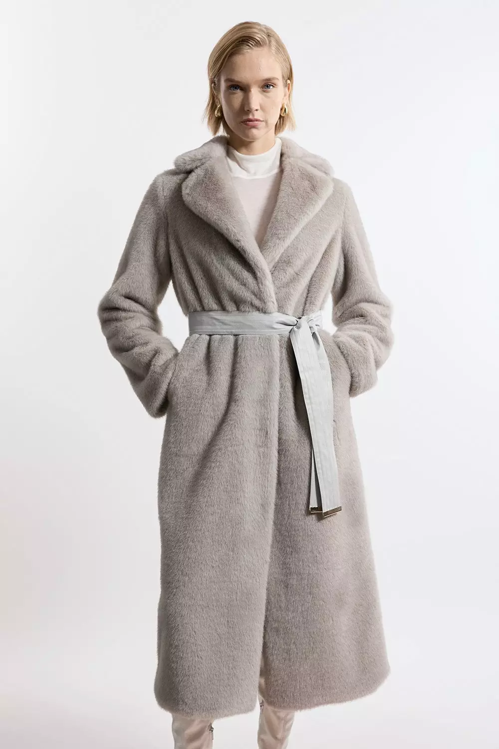 Karen millen faux fur coat grey best sale